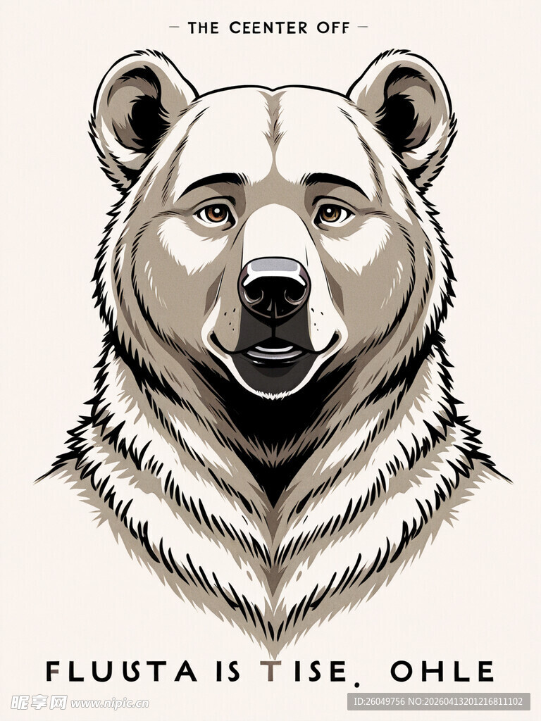 复古风格熊头插画