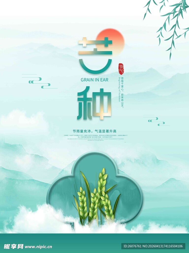 芒种 节气 麦穗 绿植 天空 