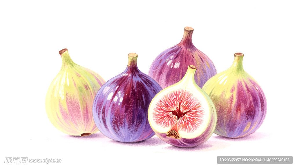 新鲜无花果静物展示