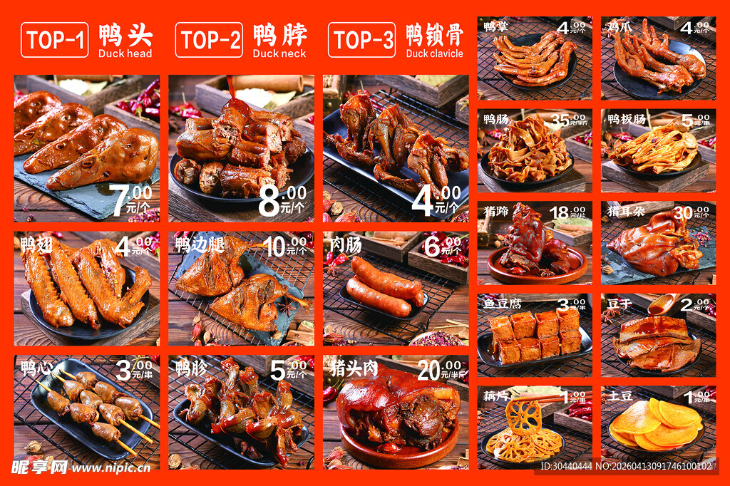 绝味鸭脖卤味价目表