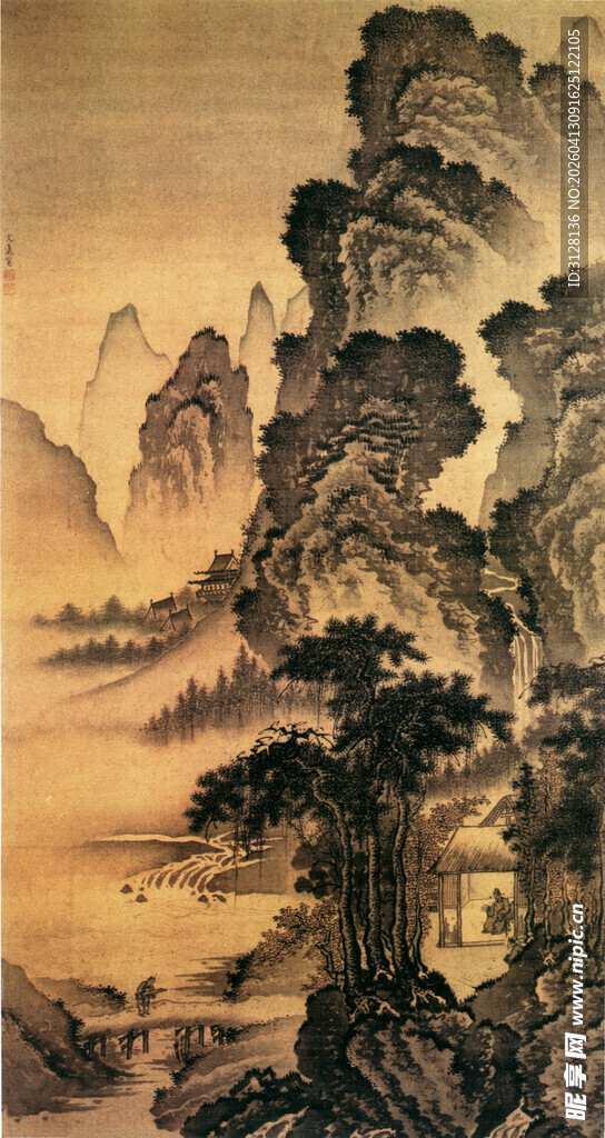 古典山水墨画