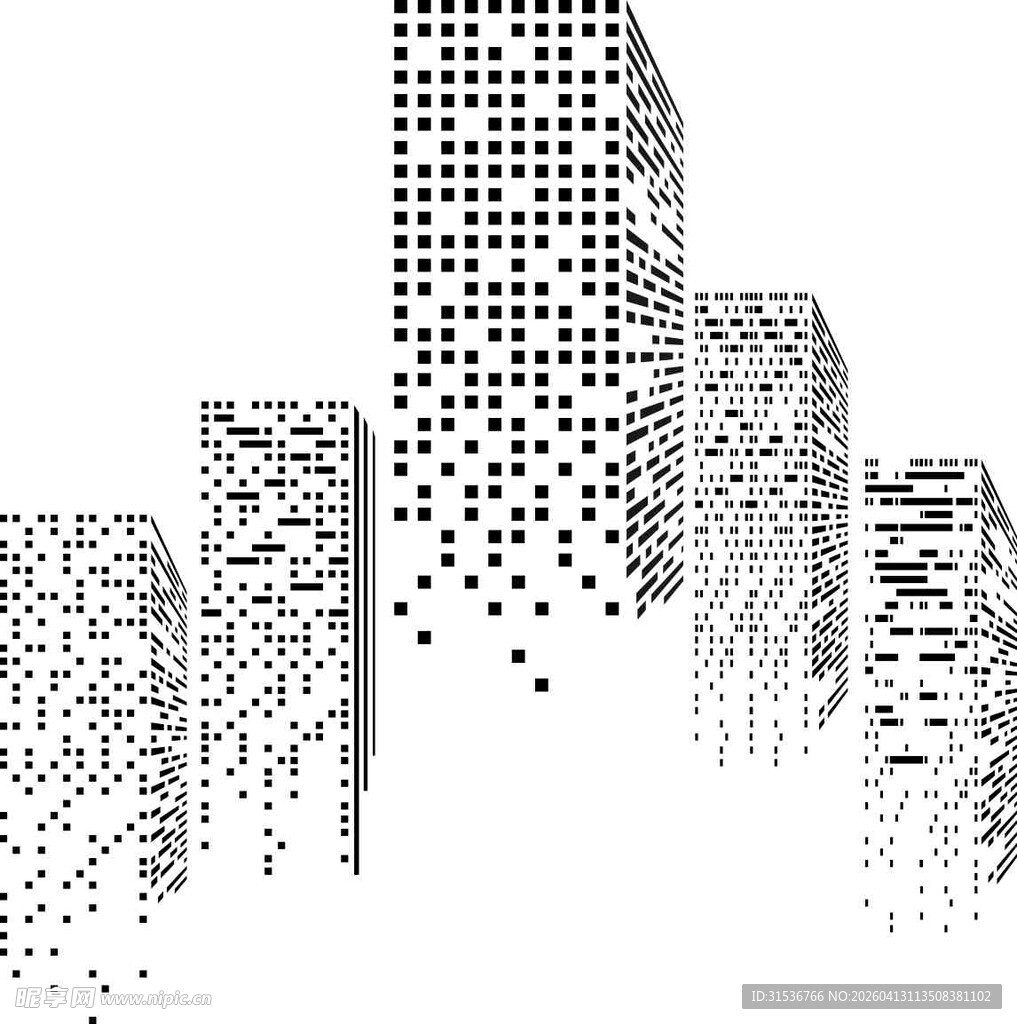 点阵风格抽象城市建筑图