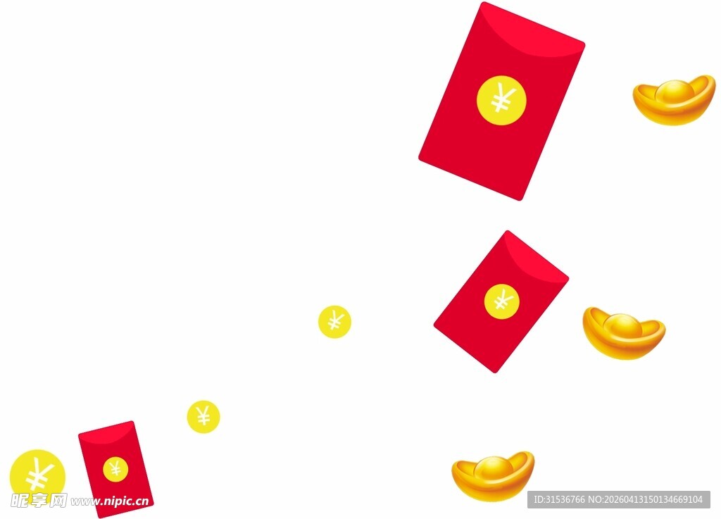 红包金币洒落喜庆场景