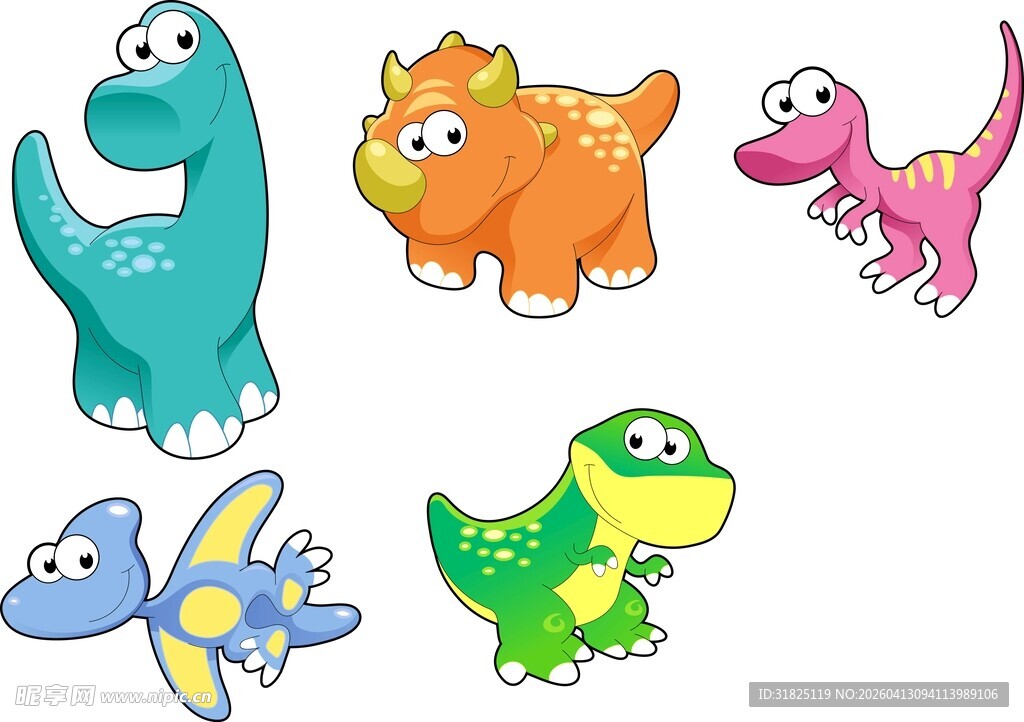 可爱卡通恐龙与小生物