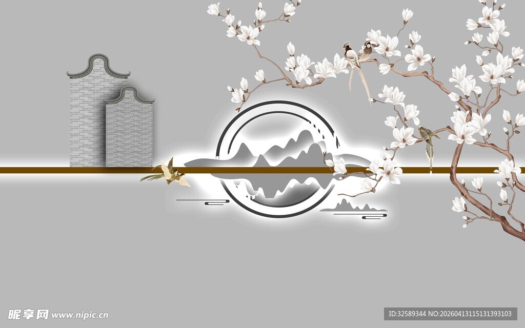 简约金属花枝装饰摆件