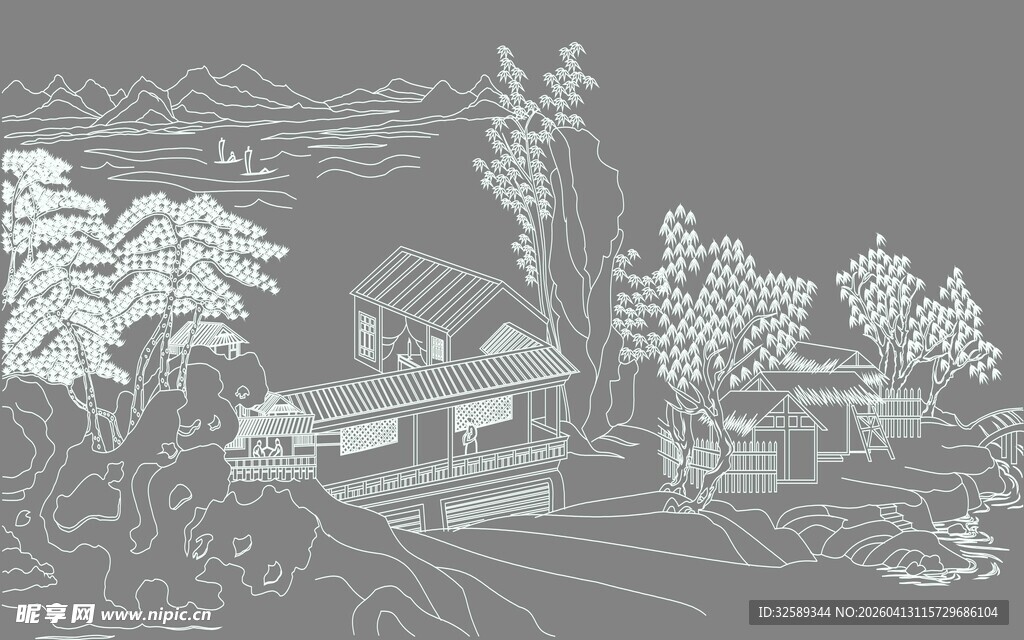 水墨山水风景图