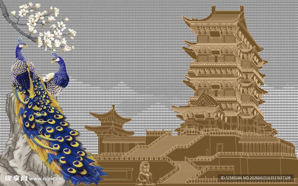 古风舞者与古典楼阁景观