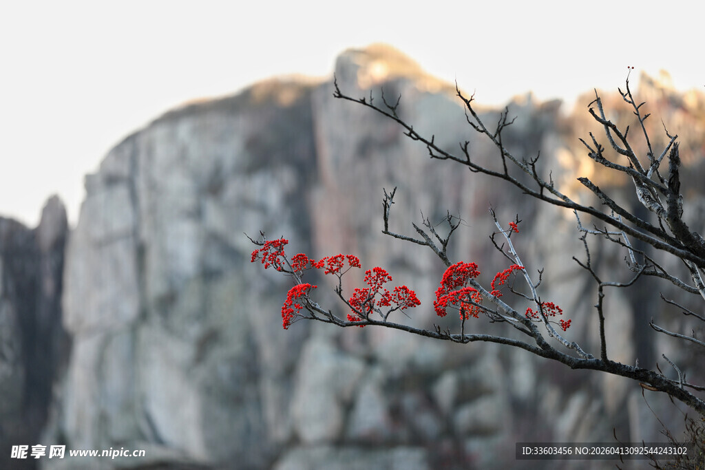 险峻山峰上的红色题字