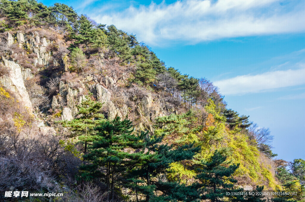 青山绿树间的秀丽山景
