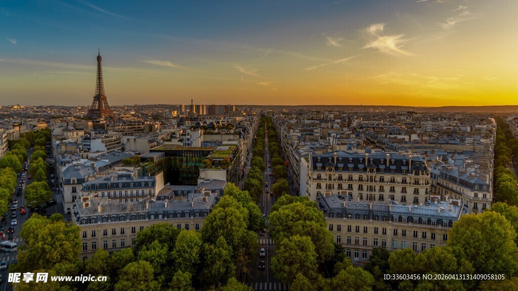 巴黎城市黄昏美景