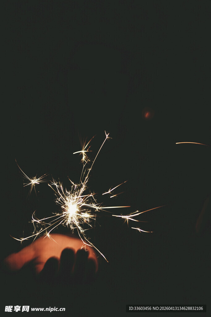 手持闪耀烟花瞬间