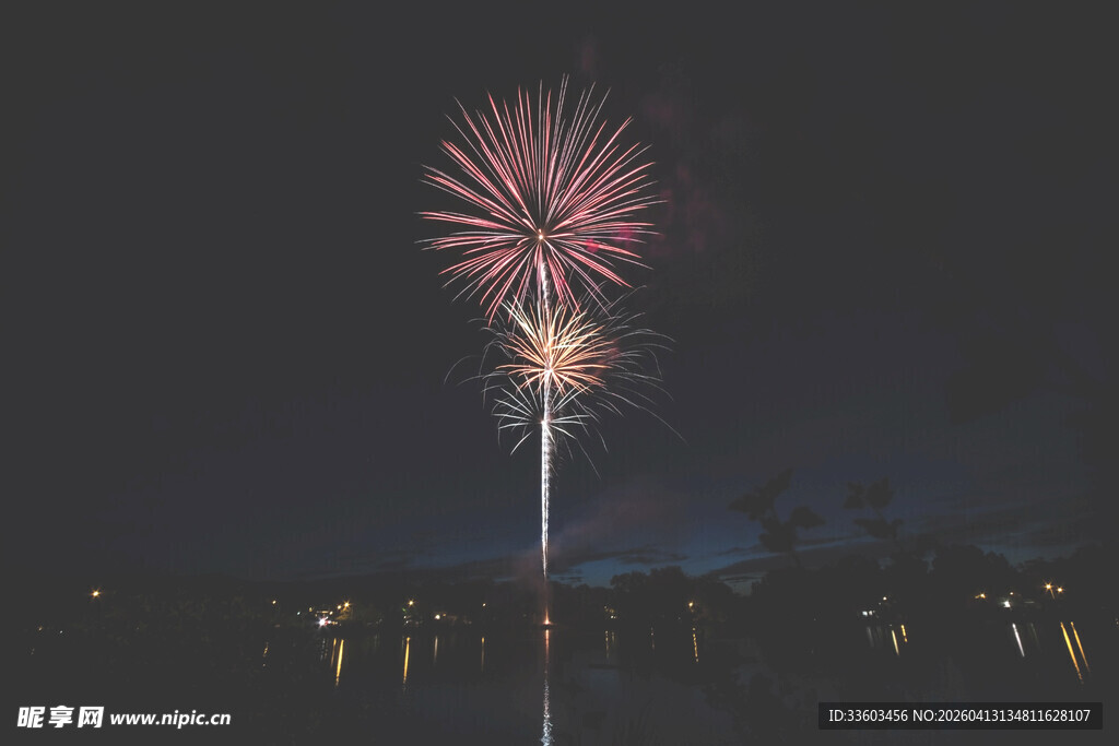 夜空中绽放的绚丽烟花