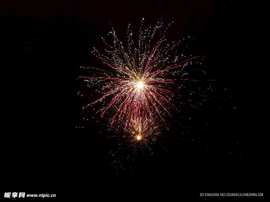 夜空中绚烂绽放的烟花