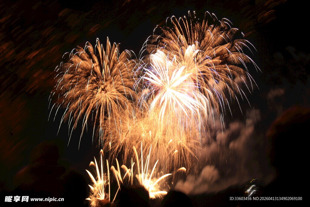 夜空中绚烂的烟花绽放