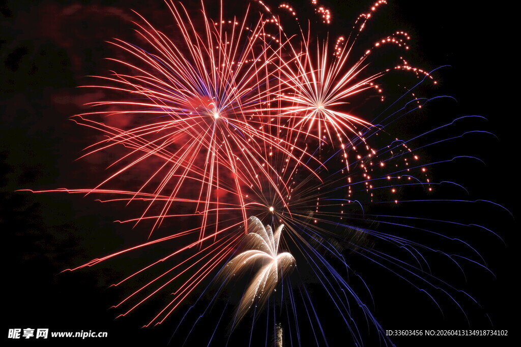 夜空中绚烂的烟花绽放