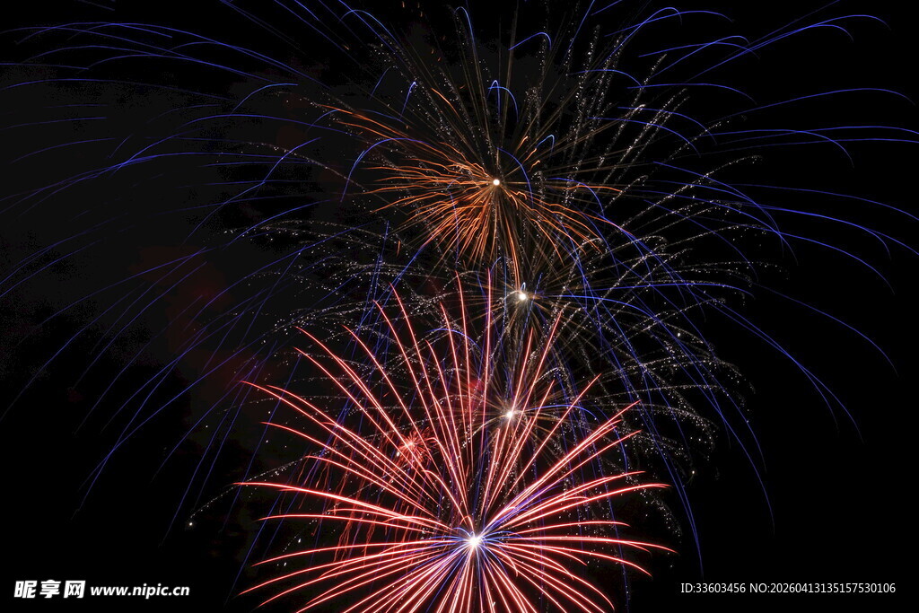夜空中绚烂的烟花绽放