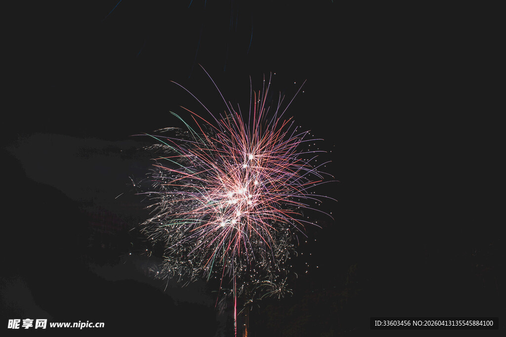 夜空中绽放的绚烂烟花