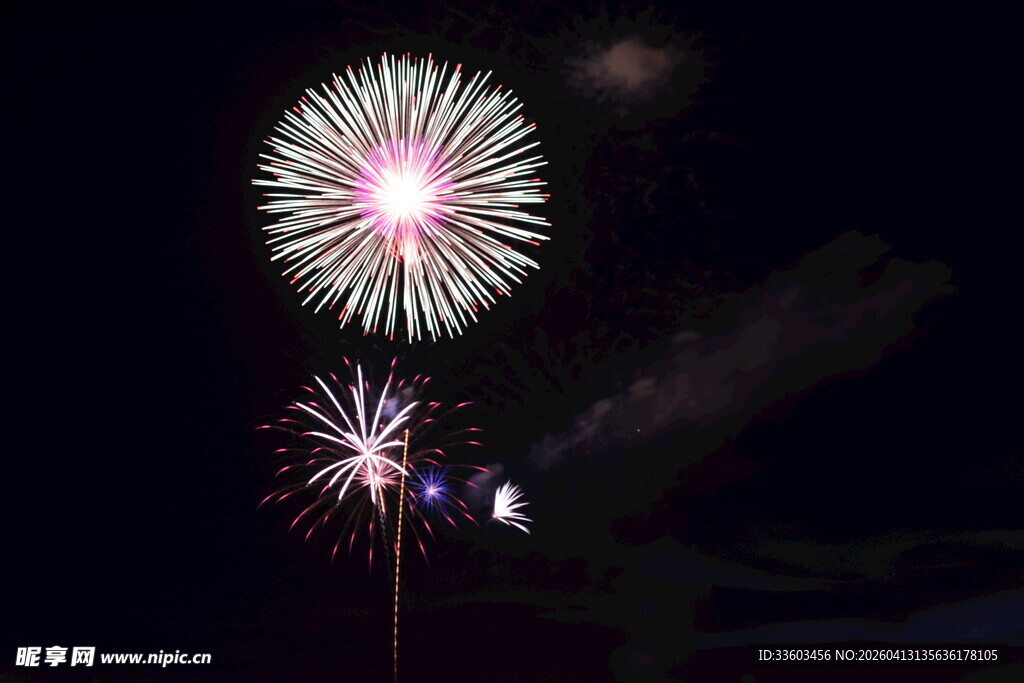 夜空中绽放的绚烂烟花