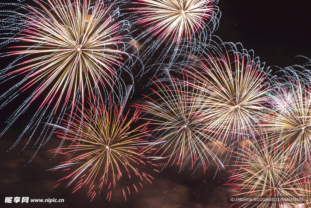 夜空中绚烂的烟花绽放