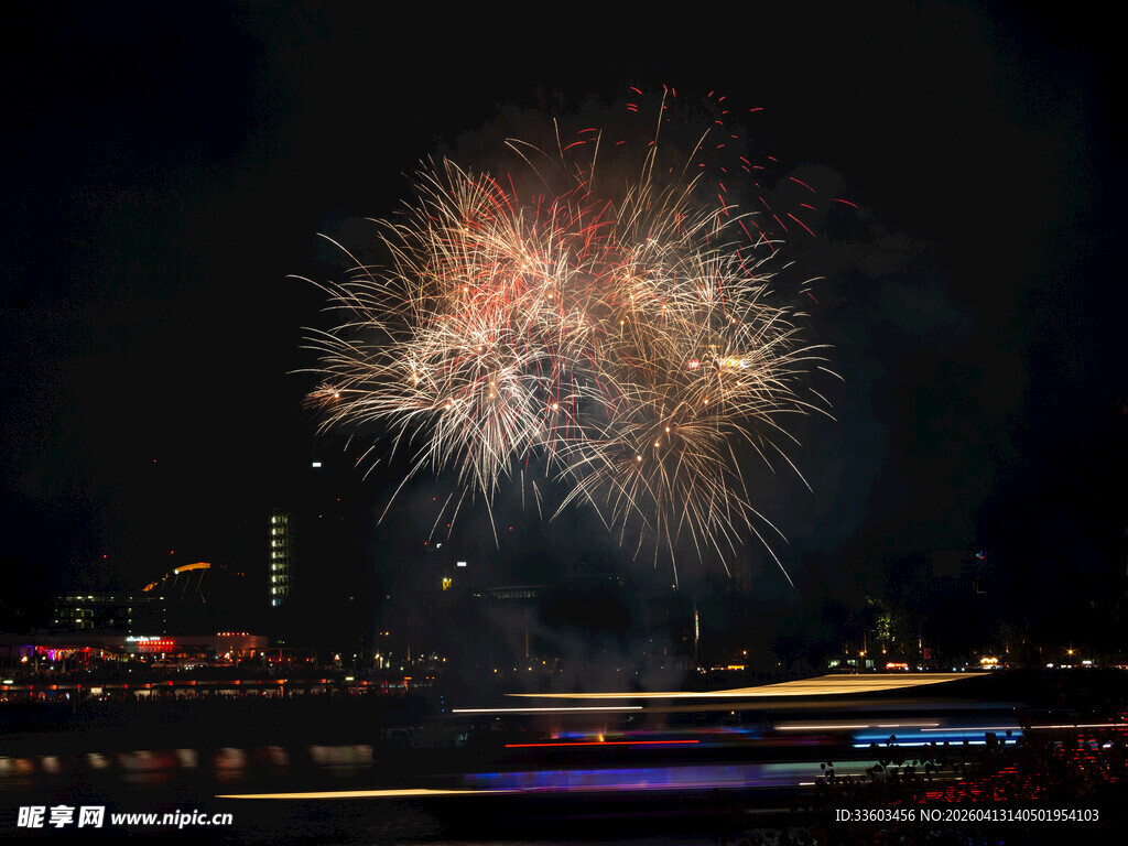 夜空中绚烂的烟花绽放