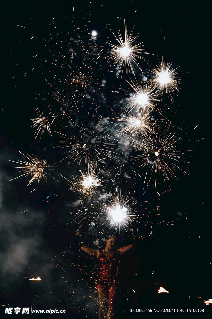 夜空中绚烂的烟花绽放