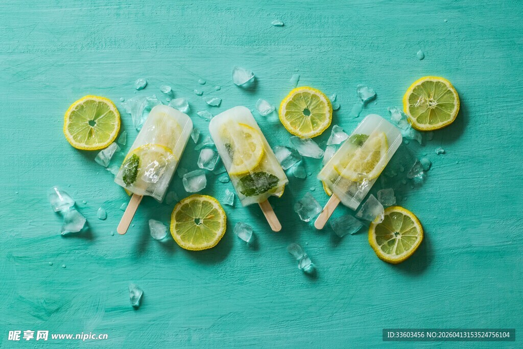 青柠冰棍配碎冰清爽诱人