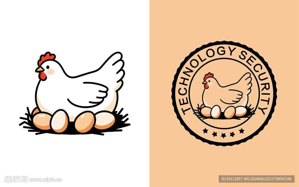 母鸡与蛋标志设计