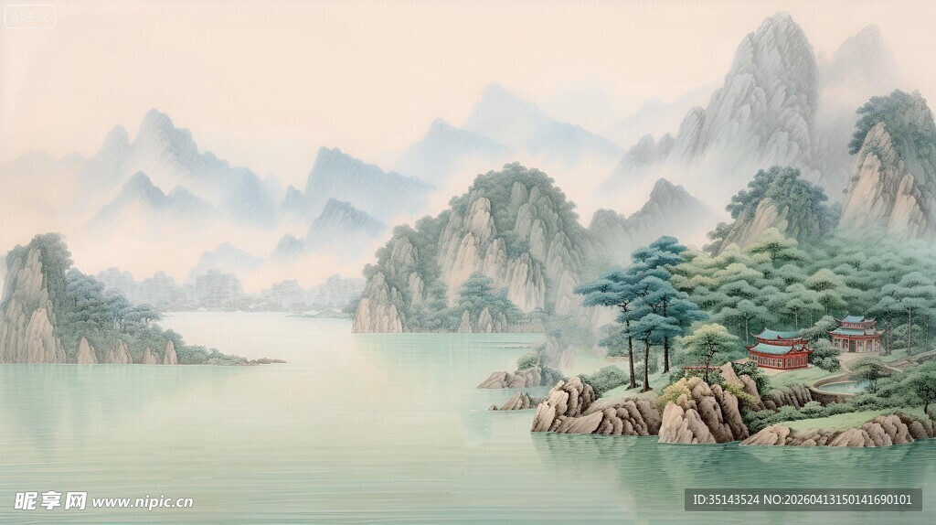 水墨山水间的静谧景致