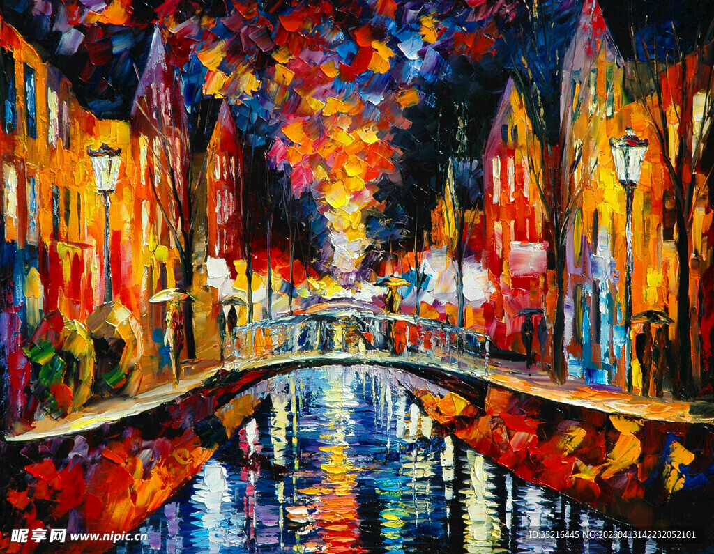 绚丽夜景中的城市桥梁