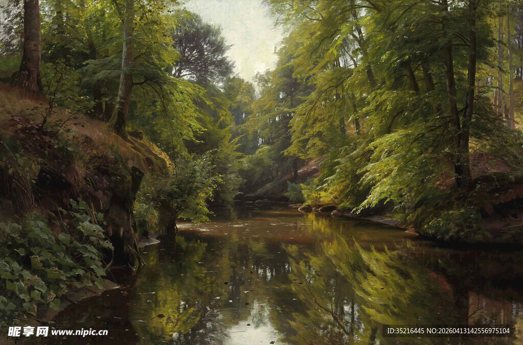 林间静谧小河风景如画