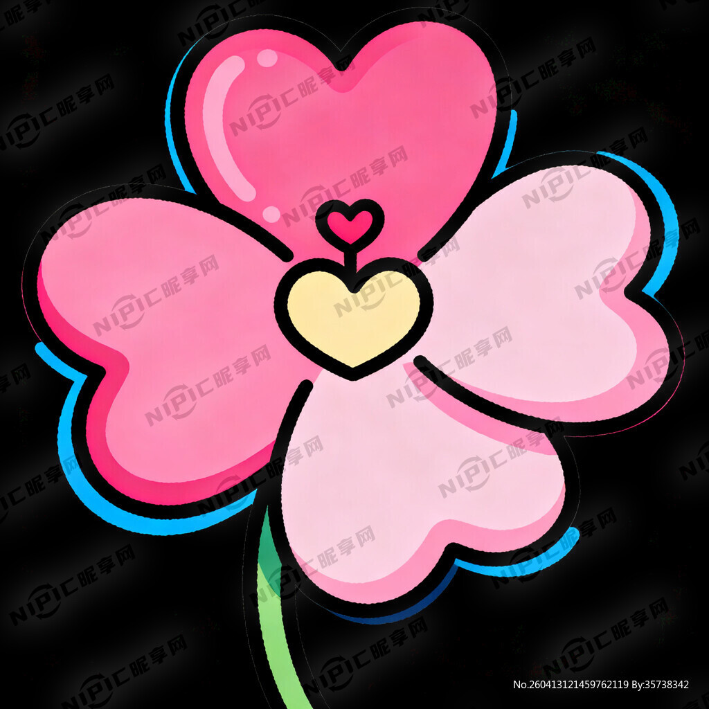 生成用心形组成的简笔花卡通图案