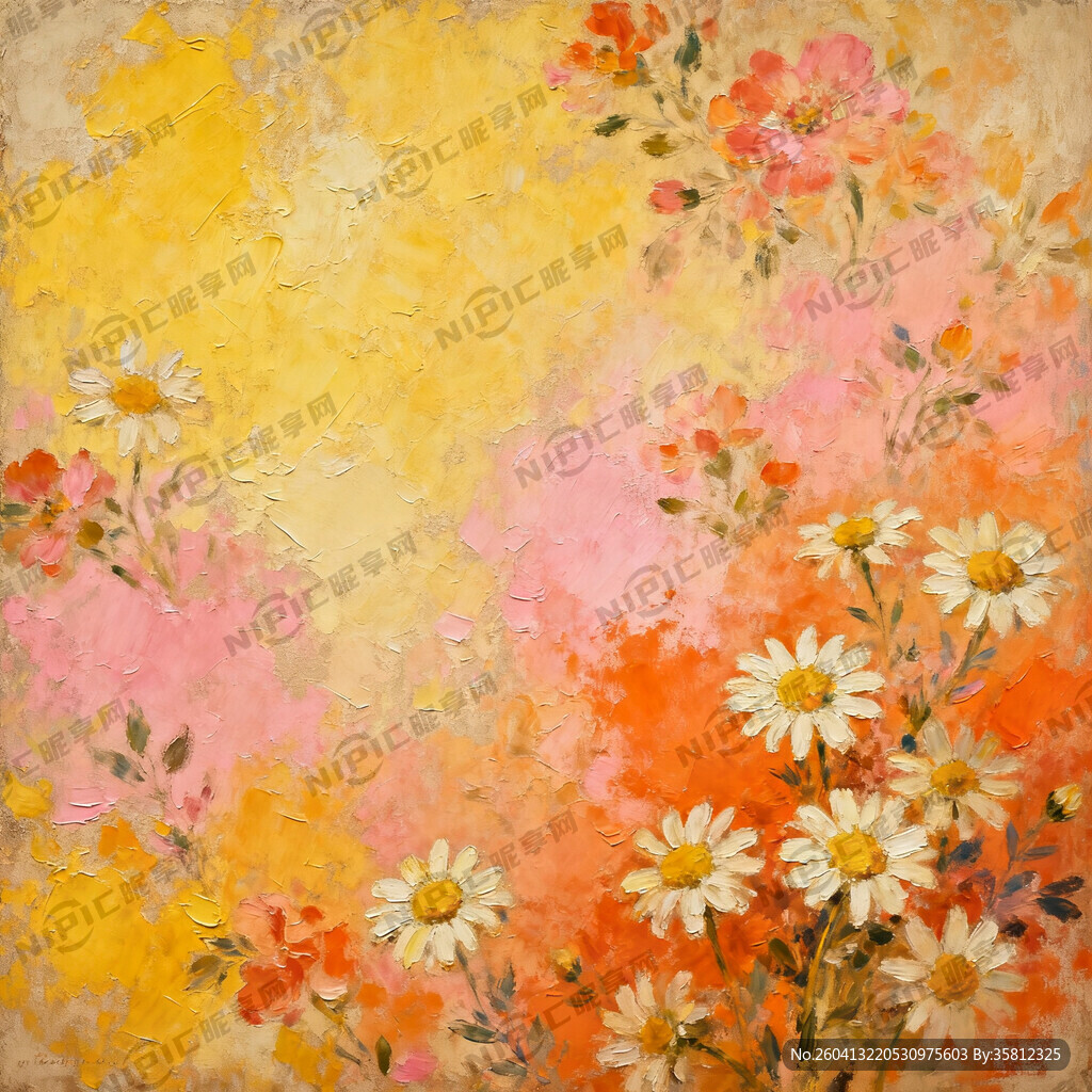 暖调是晕染碎花融合了黄粉橘色等