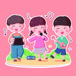 卡通  图案 小孩 音乐