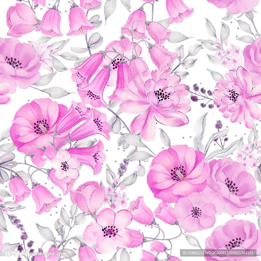 粉色花卉无缝图案背景