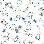 蓝白花卉水彩无缝图案