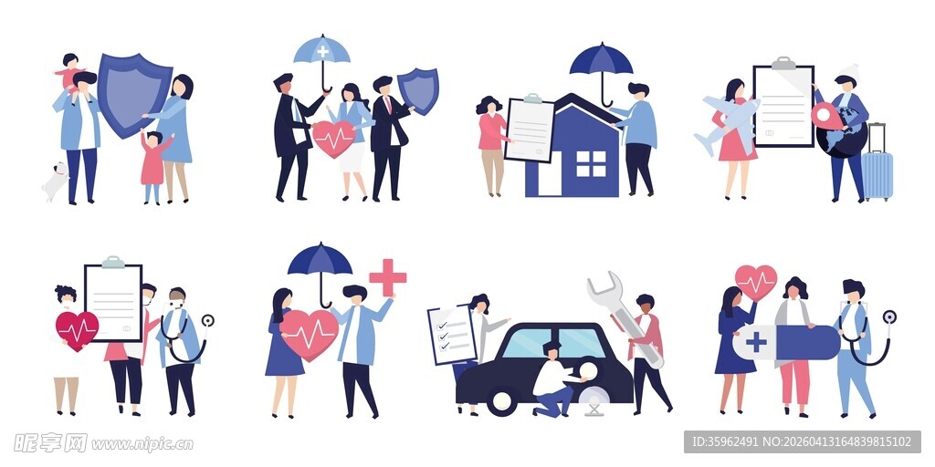 家庭保险插画