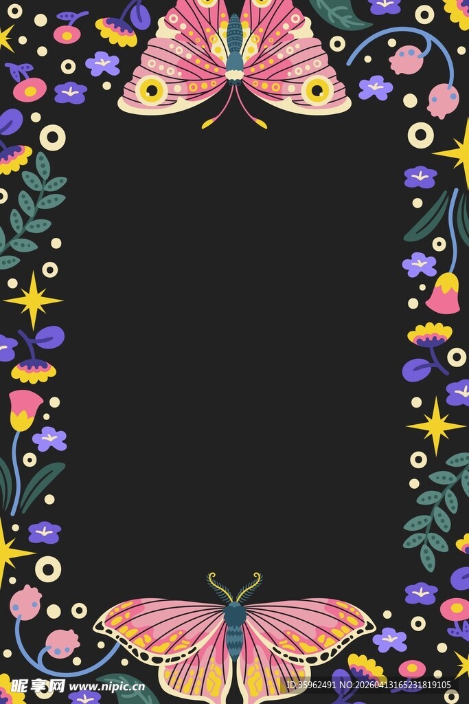 蝴蝶花卉边框
