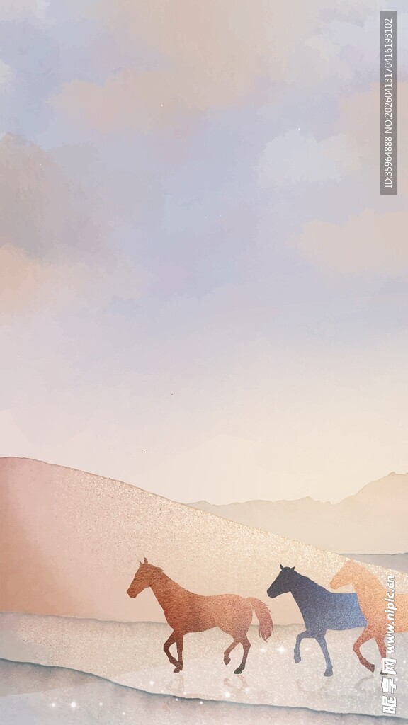 奔马沙漠背景