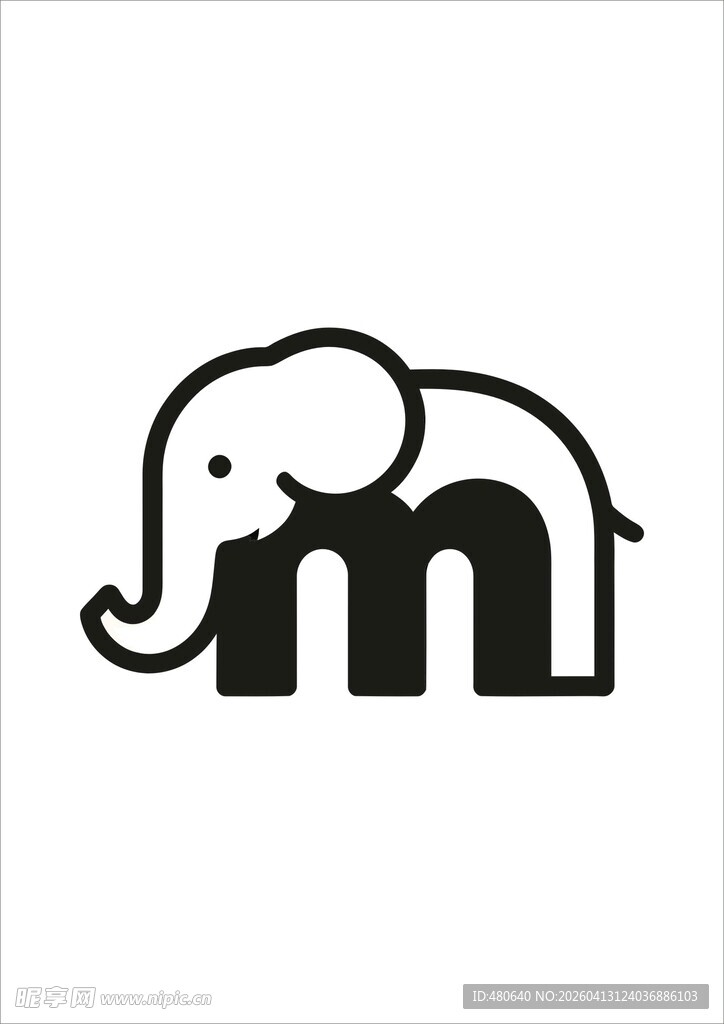 大象字母m创意标志设计