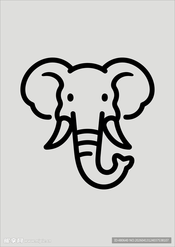 简约大象线条图标