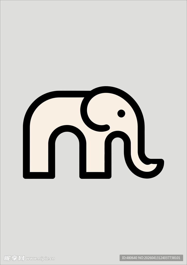 简约大象标志图形
