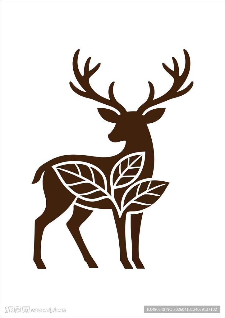 鹿与叶图案设计