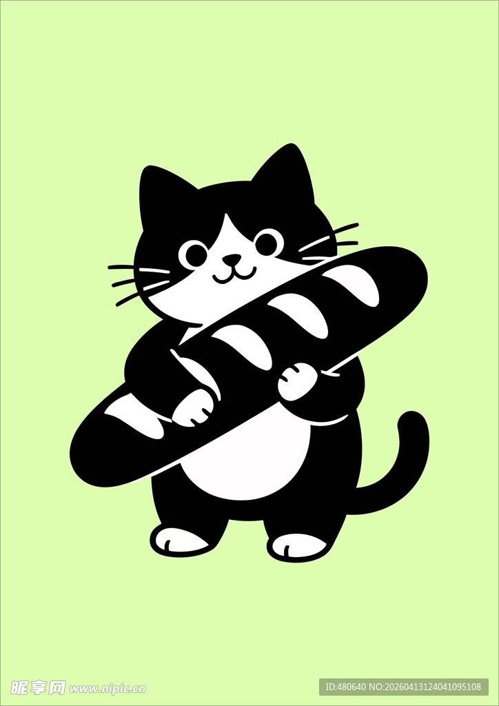 抱寿司的可爱卡通小猫