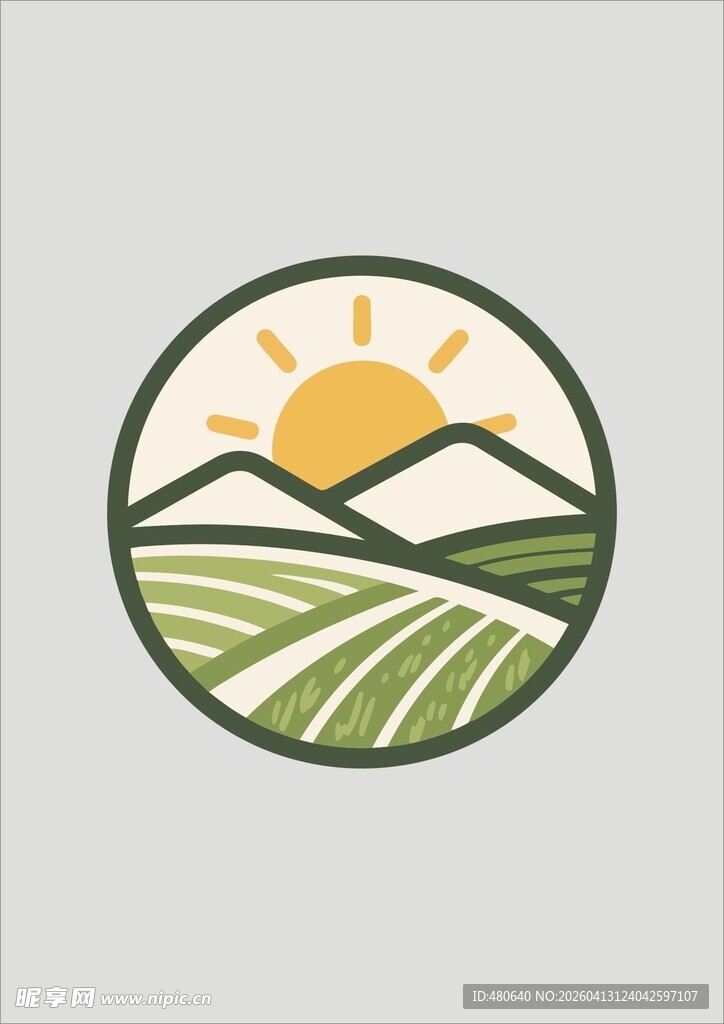 田园风光圆形标志设计