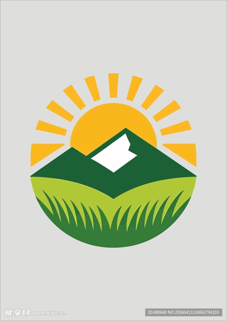 田园阳光山峰标志图案