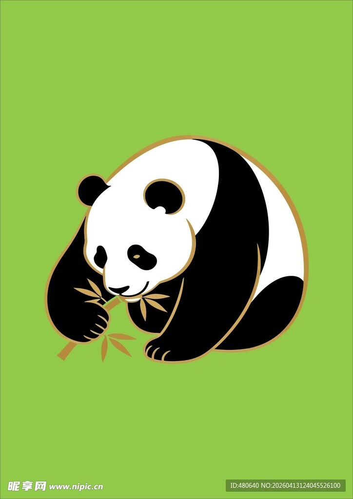 憨态熊猫啃食鲜竹