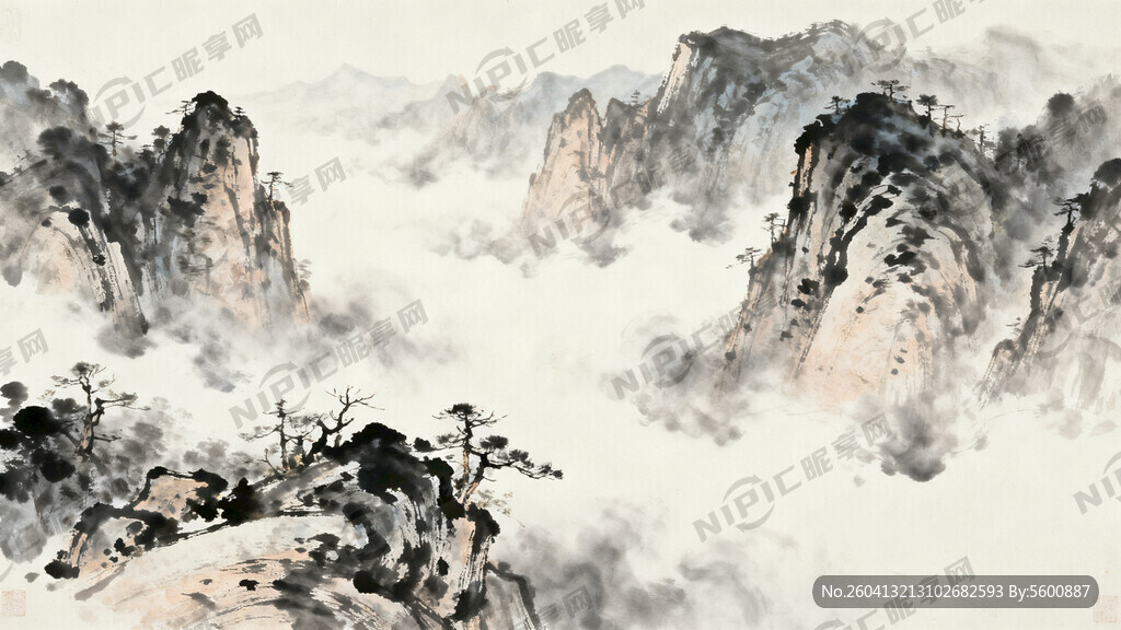 山谷 中国风 中国画 山水