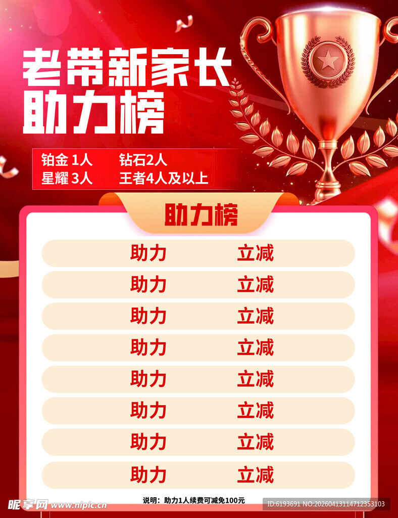 光荣榜 助力榜展示