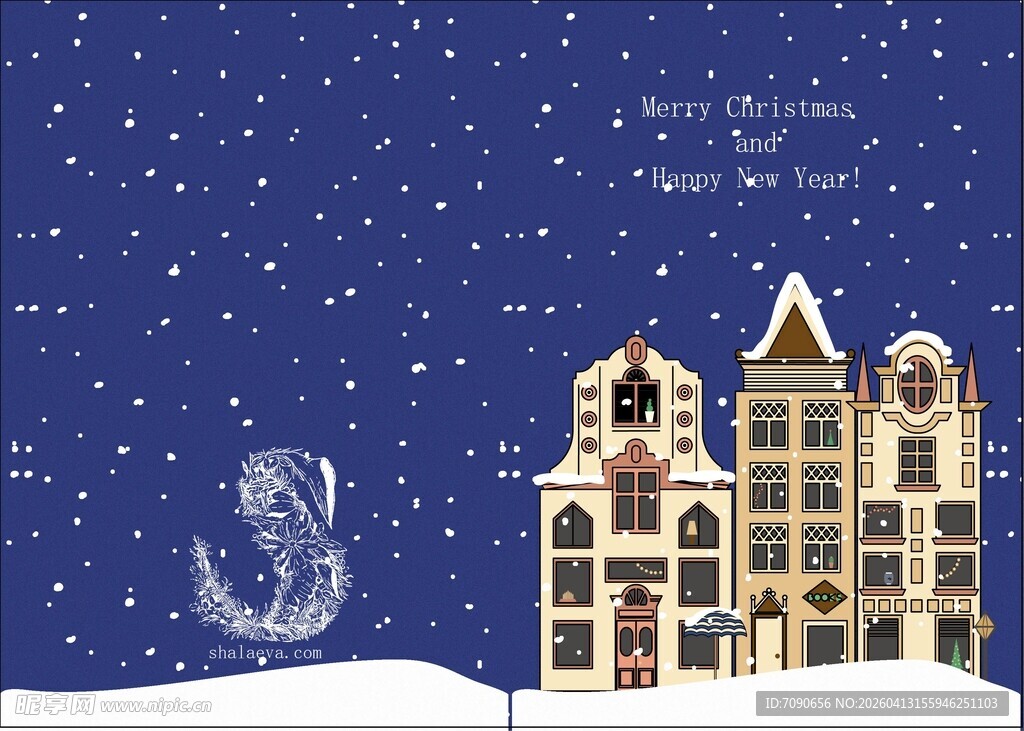 雪夜中的梦幻欧式建筑