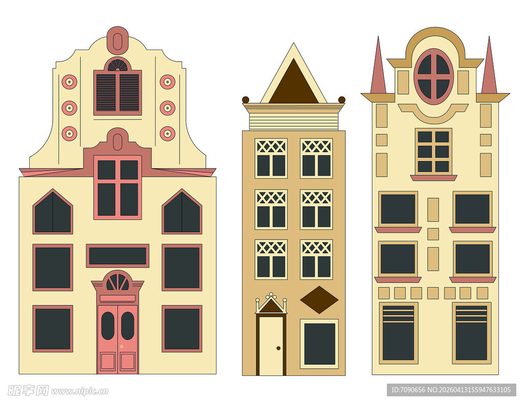 欧式复古风格建筑插画